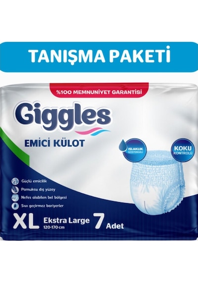 Giggles Yetişkin Emici Külot Hasta Bezi Extralarge 1 Paket 7 Adet XL