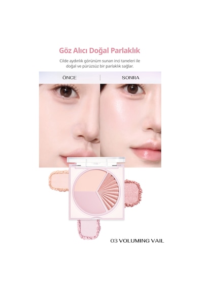 İnci Işıltıları İçeren Aydınlatıcı Paleti Perıpera V Highlighter Ad 003 Voluming Veil