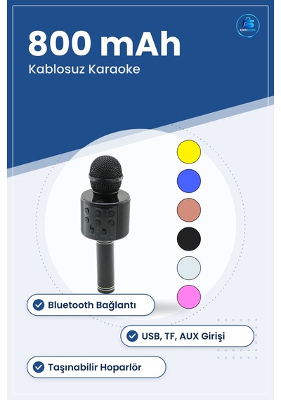Kablosuz Karaoke Mikrofon Hoparlör 800mah Usb Tf Aux Bluetooth Ta