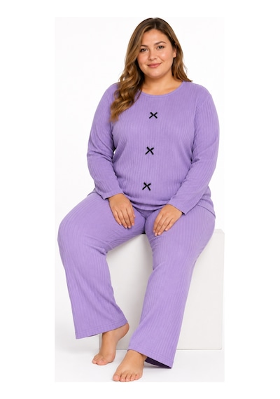 Sleeproom Büyük Beden Kadın Kaşkorse Mevsimlik Mor Pijama Takımı