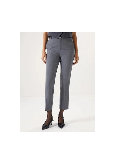 LC Waikiki Lcw Vision Gri Beli Kemerli Havuç Kesim Kadın Pantolon Grey Melange