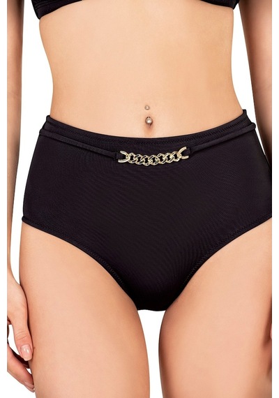 Endeep Kadın Zincir Aksesuarlı Siyah Yüksek Bel Bikini Altı Siyah