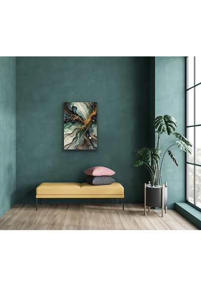 Yeşil Mavi Soyut Kanvas Tablo 70x100cm