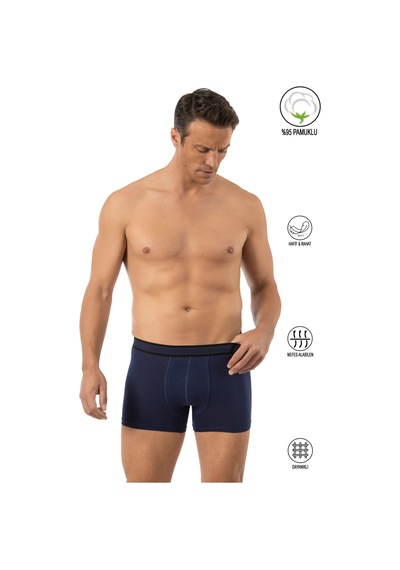 Özkan Underwear Özkan 11226 Erkek %95 Pamuklu Likralı Süprem Kumaş Esnek Rahat Boxer Şort Lacivert