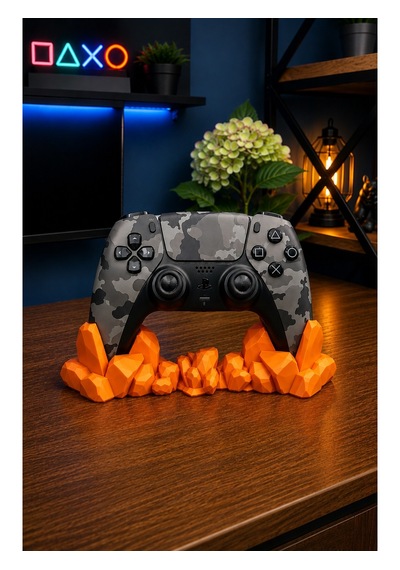 Veriqo 3d Ps5 Uyumlu Gamepad Standı Kristal Tasarımlı Oyun Kolu Tutucu Masaüstü Controller Standı Turuncu