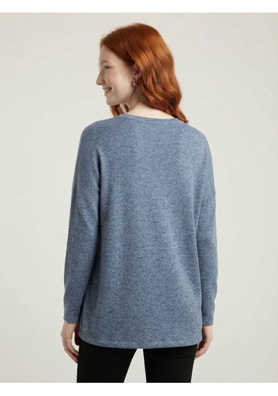 Neden Tekstil Kadın Mavi Triko Standart Kesim Sweatshirt