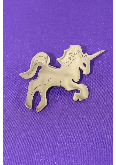 Çelik Efsanevi Saf Ve Masum Ölümsüzlük Atı Tek Boynuz Unicorn Broş. Yaka İğnesi Unicorn Broş. Unisex Gold