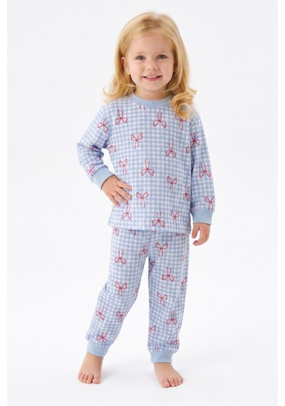 Modanıno %100 Pamuk Ve Baskılı Kız Çocuk Pijama Takımı 9-36 Ay 12741ıs Açık Mavi