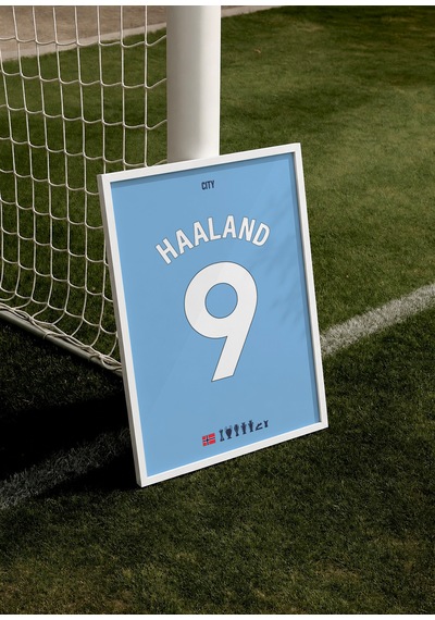Erling Haaland City 9 Poster Tablo Beyaz Çerçeveli