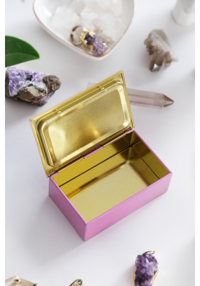 Pembe & Gold 94 X 59 X 36 Mm - Premium Metal Hediye, Takı Ve Saklama Kutusu