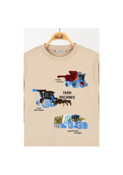 Alglıfe Erkek Çocuk Pullu Sweatshırt Bej