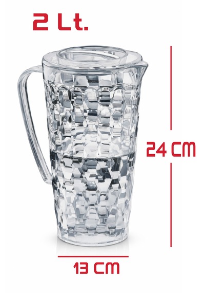 2 Lt. Şık Dekorlu Kristal Sürahi