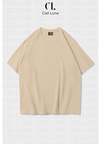 Nevermind Unisex Kadın Erkek Merkür Baskılı Özel Tasarım Oversize Bej