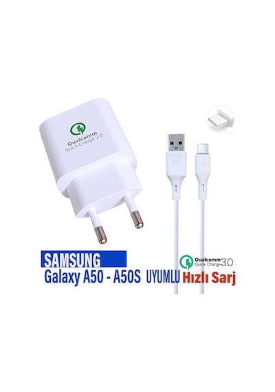 Samsung Uyumlu A50 Şarj Aleti Hızlı Şarj Ve Type-c Kablo