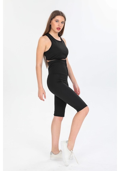 Fit Women Agraflı Termal Sauna Şort 4411 Siyah