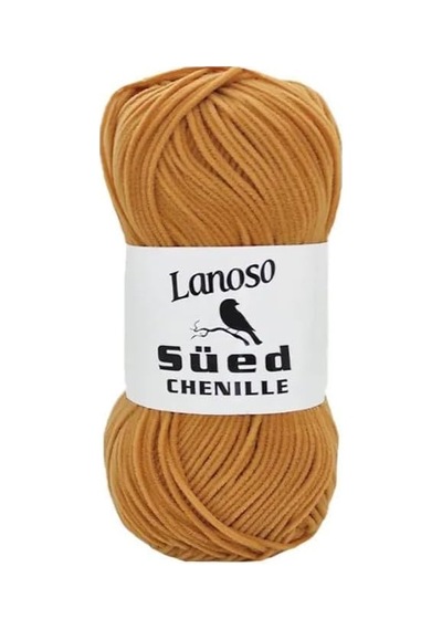 Lanoso Süed Chenille El Örgü İpi, Hardal Sarısı Kayısı Rengi 921 Yarn İplik 50 Gr