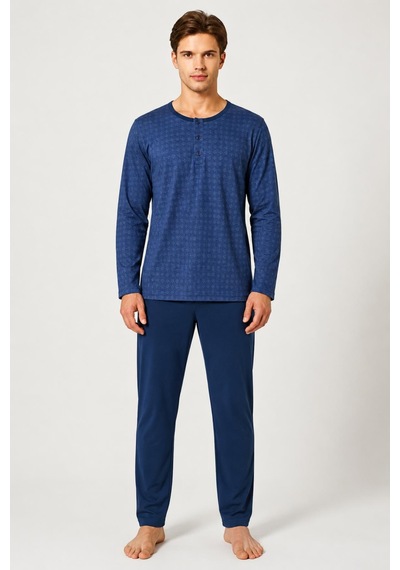 Gd Goldoremi Premium Erkek Büyük Beden Rahat Kalıp %100 Pamuklu Desenli Uzun Kollu Pijama Takım Lacivert Gd Goldoremi Premium Erkek Büyük Beden Rahat Kalıp %100 Pamuklu Desenli Uzun Kollu Pijama Takım Lacivert
