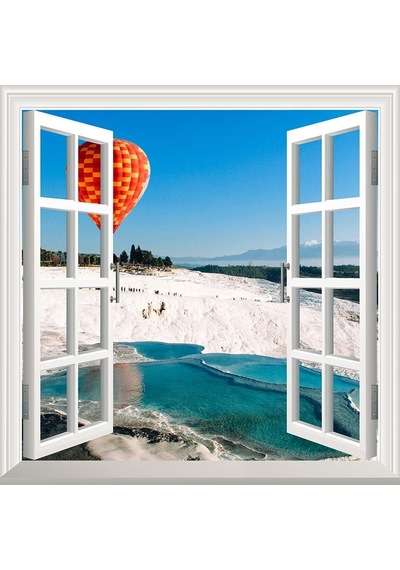 Pencere Poster Duvar Kağıdı Pamukkale Yapışkanlı Sticker Diğer