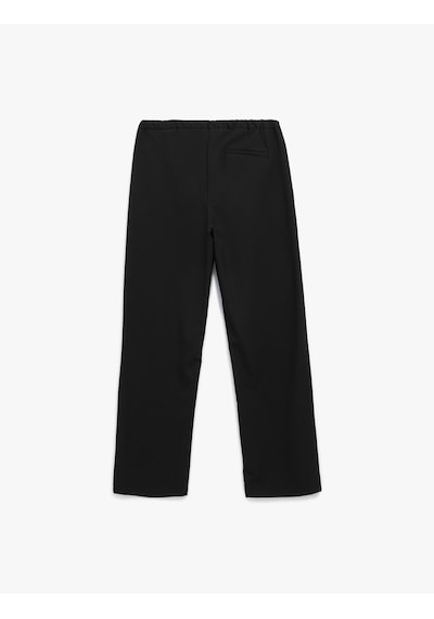 Koton Normal Bel Beli Bağcıklı Düz Paça Pantolon Siyah 6wak40024pw Siyah