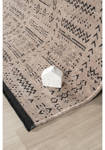 Gaia Bej Halı Yıkanabilir Kaymaz Taban Şönil Kilim Dokuma Pamuk Taban Kilim 10352 Bej