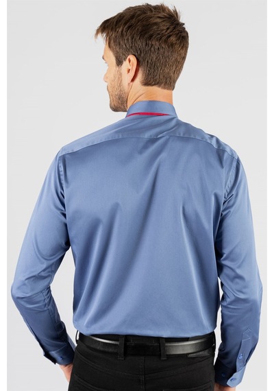 Tudors Klasik Fit Rahat Kesim Düz Erkek Gömlek-23968 Saks Mavisi
