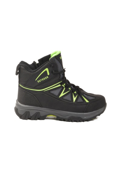 Ayakmod Siyah Gri Polarlı Kaymaz Unisex Çocuk Outdoor Bot 2301 F Siyah - Gri