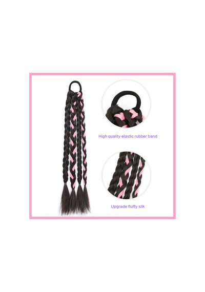 Kadınlar Ve Kızlar İçin Vurgulanmış Sentetik Lifli Renkli Örgülü Peruk Black+pink