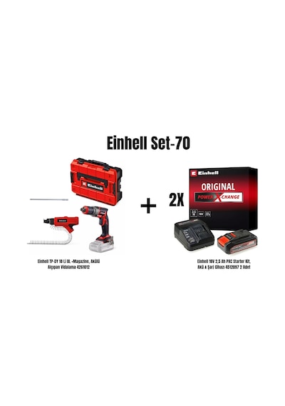 Einhell Set-70 Einhell Akülü Alçıpan Vidalama+2x 18v 2,5 Ahakü & Şarj Cihazı