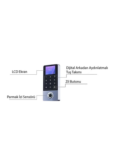 Lockway Lcw-214 Lcd Em Lcd Ekranlı Parmak İzi Ve Dokunmatik Tuş Takımlı Proximity Kart Okuyucu