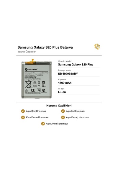Samsung Galaxy S20 Plus Uyumlu Güçlendirilmiş Batarya Eb-bg985aby 4500 Mah Pil Telefon Bataryası