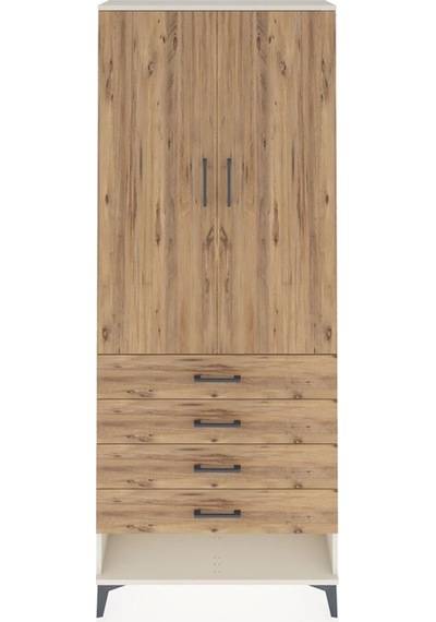 Arges Dolap 3 Raflı 4 Çekmeceli 2 Kapaklı 88x30x221 Aytaşı-çam Aytaşı