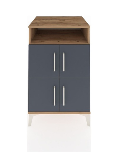 Kronos Komodin 2 Raflı 4 Kapaklı 60x59x96 Çam-antrasit Çam