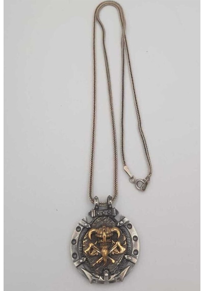 Vog Vikings Savaşçısı Gotik Tasarım İşlemeli 925 Ayar Gümüş Sevgiliye,babaya,arkadaşa Kolye