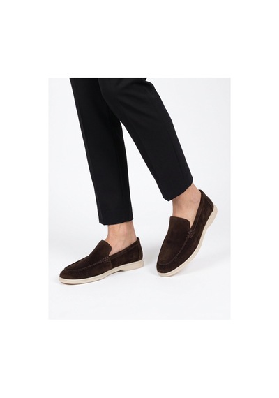 Komcero Kahve Hakiki Deri Şık Rahat Espadril Erkek Casual Ayakkabı Loafer 6k020-217 Kahverengi