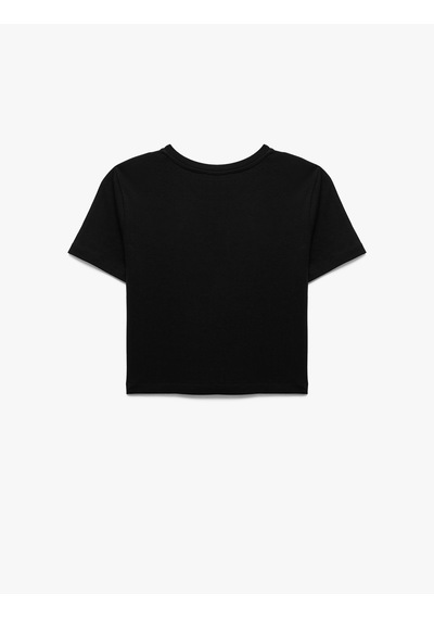 Koton Pamuklu Slim Fit Kısa Kollu Bisiklet Yaka Tişört Siyah 6wak50115ek SIYAH