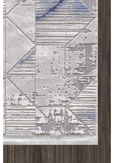 Artemis Halı Samoa 02382a Krem Mavi Çizgi Desenli Halı