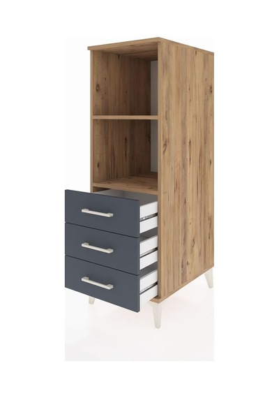 Kronos Dolap 2 Raflı 3 Çekmeceli 44x59x134 Çam-antrasit Atlas Çam