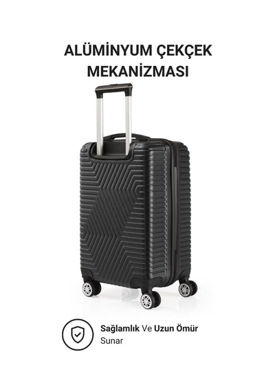 G&d Polo Suitcase Abs Kabin Ve Büyük Boy Siyah 2'li Valiz Seti 600.01-set-bk Siyah