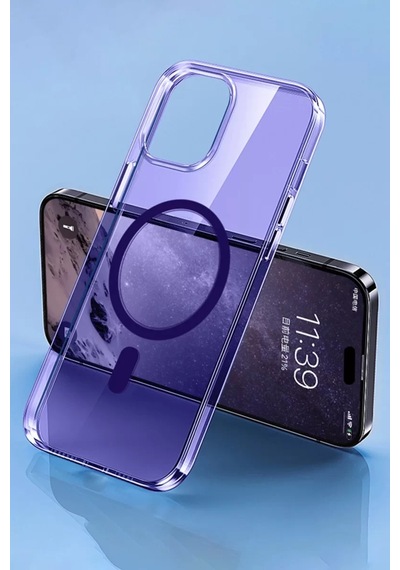 Newface Apple İphone 14 Pro Kılıf Tron Şeffaf Magsafe Kapak - Derin Mor
