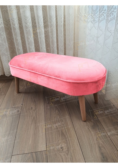 Ultra Lüks Oval Parrot Puf Ahşap Ayak gri