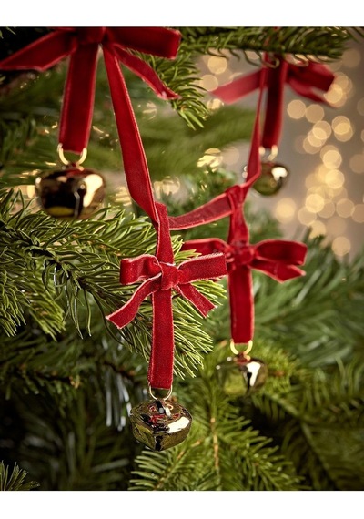 Beige & Stone Yılbaşı Kadife Kurdele Gold Zilli Zincir Noel Çam Ağaç Süsü Diğer