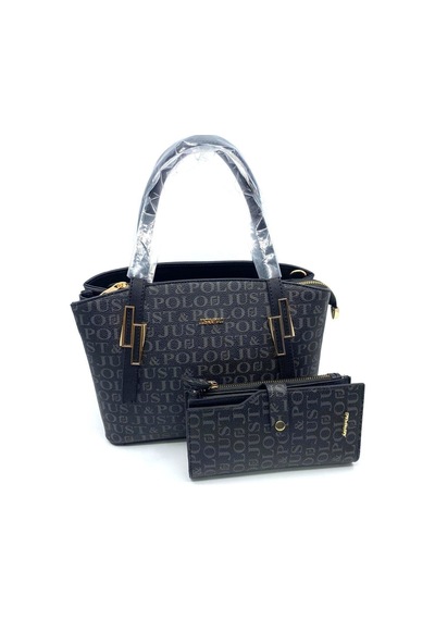 Just Polo Premium Askılı Çanta Cüzdan Kombin Siyah