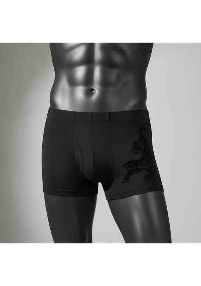 Bonbon Erkek Flok Panter Baskılı Siyah Renk Boxer Bb2764