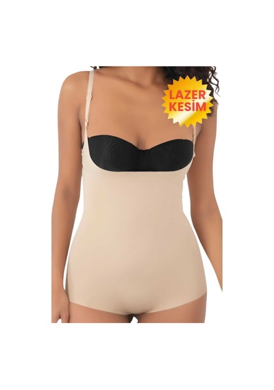 Uniquetrenders Kadın Lazer Kesim Ve Toparlayıcı Göğüs Altı Askılı Body Korse 3'lü Set Ten Rengi