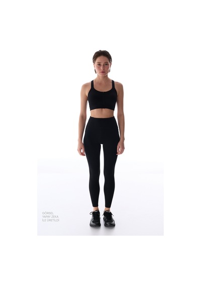 Penti Siyah Power Fermuarlı Front Spor Sütyeni