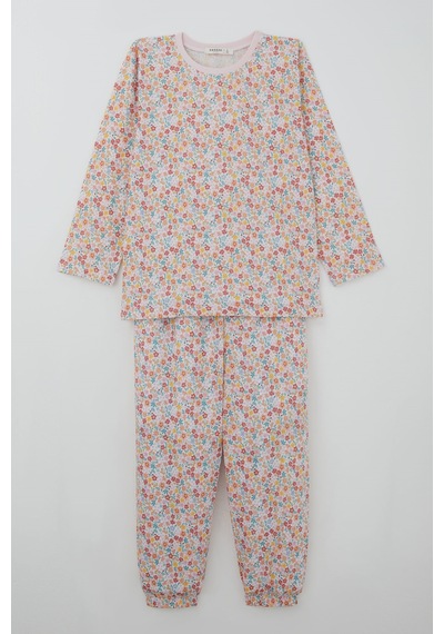 Breeze Kız Çocuk Pijama Takımı Renkli Çiçek Desenli 4-8 Yaş, Karışık Renk
