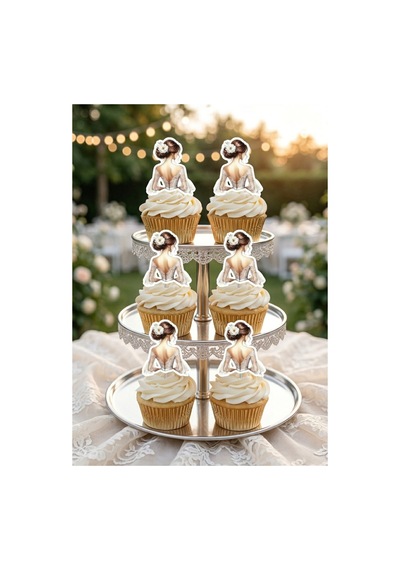 12 Adet Gelin Temalı Cupcake Kürdan Süsü Cupcake Topper