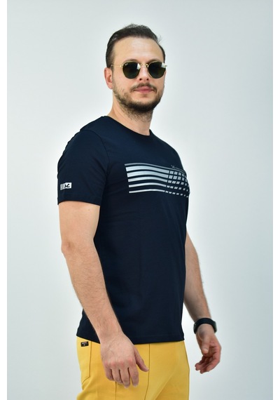 Escetic Erkek Lacivert Slim Fit T-Shirt-3293 Lacivert
