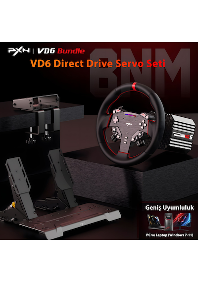 Pxn Vd6 Direct Drive Yarış Direksiyon Seti Bundle - 6nm Servo Motor - Pc Ve Laptop Uyumlu