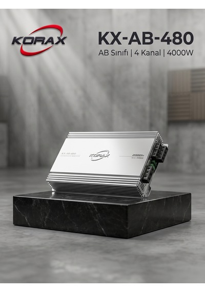 Korax Kx-ab-480 4 Kanal Oto Amfi - 4000w Max, 80wx4 Rms, Ab Sınıfı Araç Ses Sistemi Amplifikatörü
